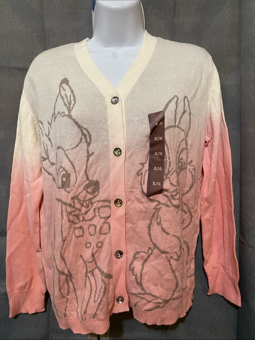 Disney Cream to Pink Ombre Bambi Button-Up Cardigan